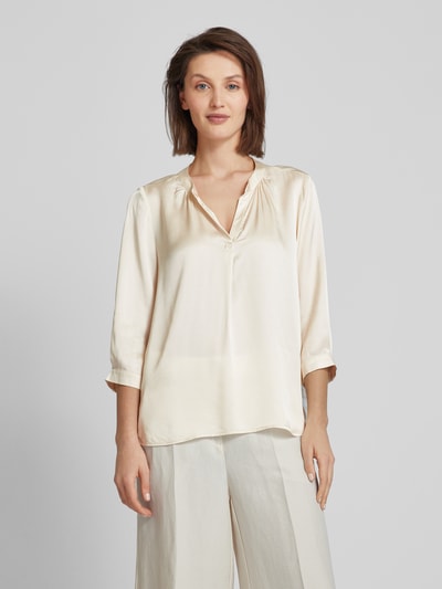 Milano Italy Blouse van viscose met tuniekkraag Offwhite - 4