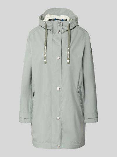 Produktfoto, graue Jacke mit Ärmelriegeln Modell 'NEMO' von NAUTGÅRD, Regular Fit, Kapuze, Knopfleiste, Reißverschlusstaschen, matte Textur