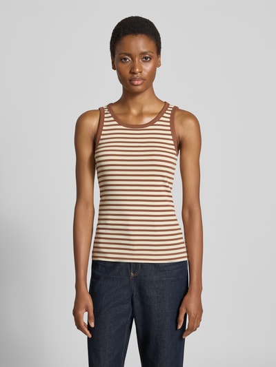 s.Oliver RED LABEL Top o kroju slim fit z mieszanka bawełny Średniobrązowy 4