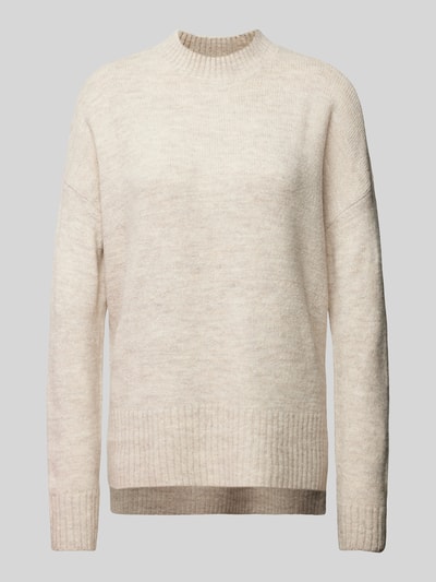 Vero Moda Oversized Strickpullover mit Stehkragen Modell 'LEFILE' Beige 2