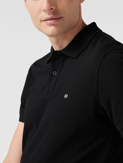 Christian Berg Men Poloshirt mit Label-Stitching Schwarz 3