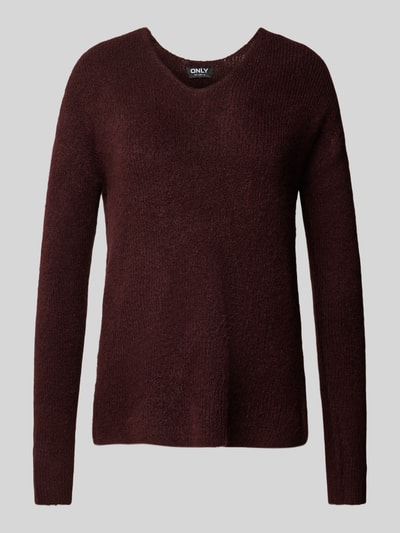 Only Pullover met V-hals, model 'CAMILLA' Bordeaux - 2