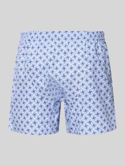Productfoto, lichtblauwe en witte tinten met donkerblauw sterpatroon, Boxershorts aus reiner Baumwolle Modell 'Stern' van Deal, elastische tailleband, label-patch, heren boxershort van katoen