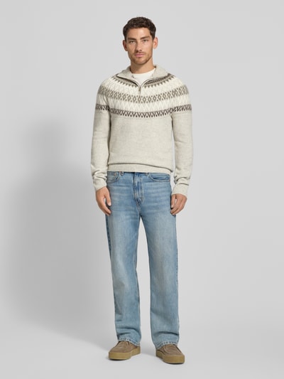 MCNEAL Gebreide pullover van wolmix met opstaande kraag en ritssluiting Kit gemêleerd - 1