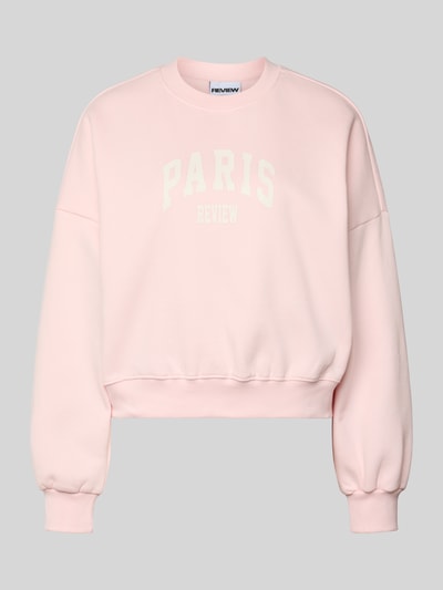 Produktfoto, Sweatshirt mit Label-Print und Rundhalsausschnitt von Review in Rosa, Baumwoll-Mix, Relaxed-Fit, glatte Textur, Damen