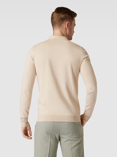 SELECTED HOMME Sweter z dzianiny z kołnierzykiem polo model ‘CORNER’ Złamany biały 5