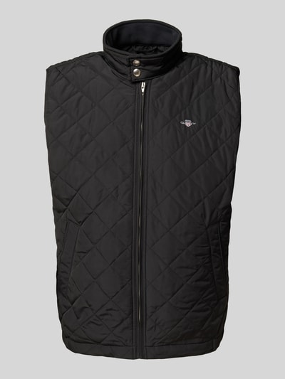 Gant Bodywarmer met opstaande kraag en labelstitching Zwart - 2