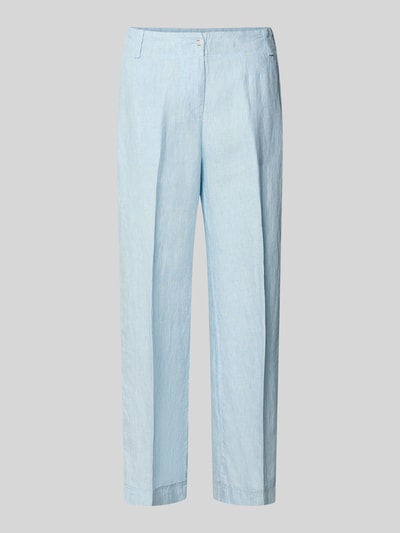 Produktfoto, Straight Fit Leinenhose mit elastischem Bund von Brax in hellblau, unifarben, 7/8-Länge, reine Leinenstruktur