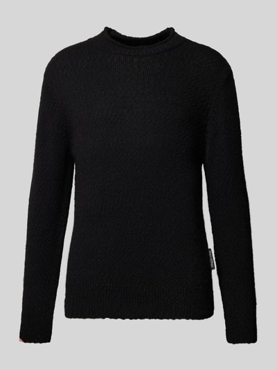 Marc O'Polo Sweter z dzianiny o kroju regular fit z włochatej mieszanki bawełny i wełny Czarny 2