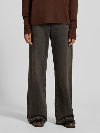 Luisa Cerano Wide Fit Jeans mit Knopfverschluss Dunkelbraun 4