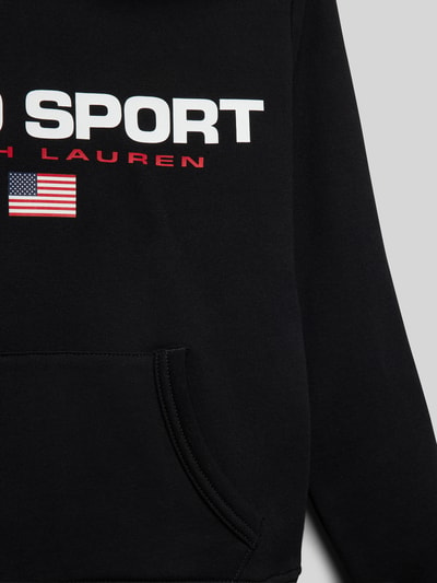 Polo Sport Hoodie met labelprint Zwart - 2