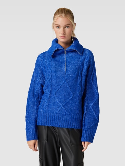 Gina Tricot Strickpullover mit Troyer-Kragen Blau 4