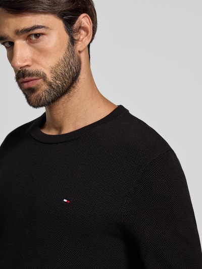 Tommy Hilfiger Regular fit gebreide pullover van zuiver katoen Zwart - 3