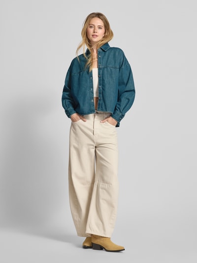 American Vintage Bluzka jeansowa o kroju relaxed fit z kołnierzykiem koszulowym model ‘OZYR’ Niebieski 1