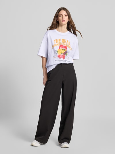 Pieces T-shirt o kroju relaxed fit z czystej bawełny model ‘CLAUDE’ Biały 1