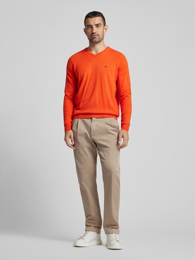 Fynch-Hatton Gebreide pullover met V-hals Oranje - 1