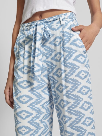 Only Wide Leg Stoffhose mit Bindegürtel Modell 'NOVA LIFE CROP' Ecru 3