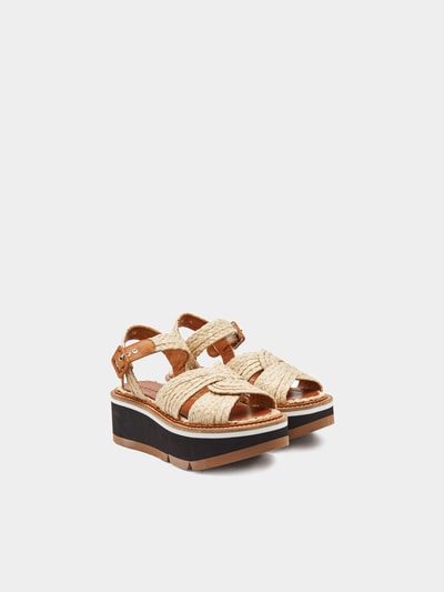 Robert Clergerie Plateau-Wedge-Sandalen Aqua Beige 1