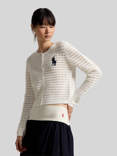 Polo Ralph Lauren Cropped Strickjacke aus reiner Baumwolle Weiss 3