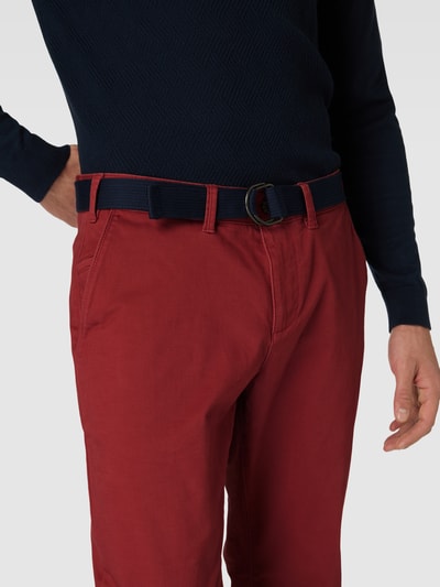 MCNEAL Slim fit chino met riem Rood - 3