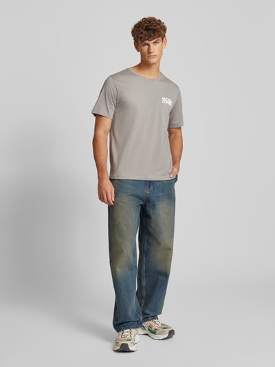 Jack & Jones T-shirt met labelprint, model 'ECORP' Lichtgrijs - 1