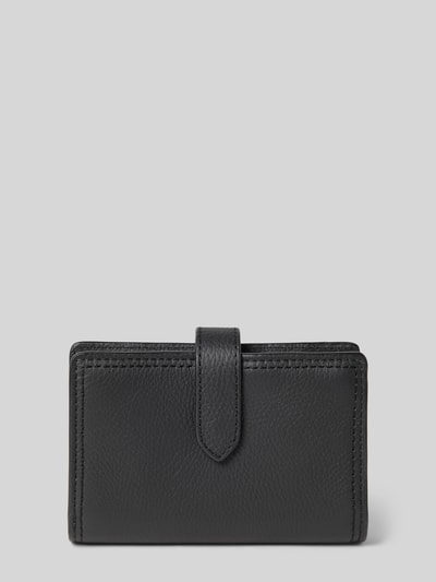 Produktfoto, Portemonnaie aus echtem Rindsleder Modell 'LENAH MEDIUM WALLET' von BOSS, schwarz, rechteckig, genarbte Lederoptik, Druckknopf, Label-Prägung, Hauptfach, Münzfach, Vorfach, Einschubfächer, Kartenfächer, Geldscheinfächer