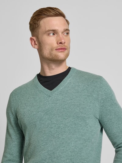 Christian Berg Men Wollpullover mit V-Ausschnitt und Kaschmir-Anteil Schilf Melange 3