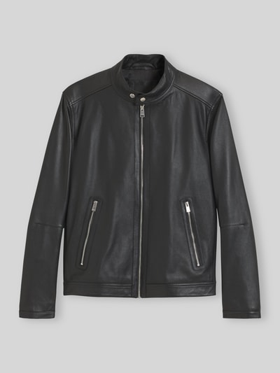 BOSS Regular fit leren jack van echt lamsleer model 'H-Mansell5' Zwart - 2