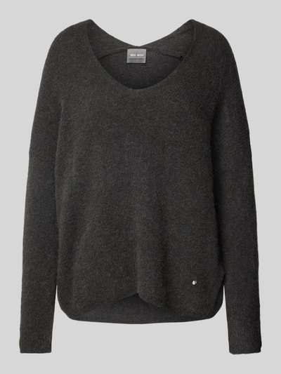 MOS MOSH Gebreide pullover met V-hals, model 'THORA' Donkergrijs - 2