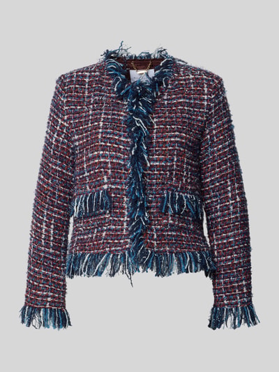 Produktfoto, Regular Fit Blazer mit Fransen von Rich & Royal im Baumwoll-Mix, mehrfarbiges Karomuster, strukturierte Textur, Rundhalsausschnitt