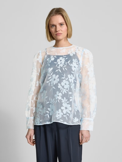 comma Regular Fit Bluse im semitransparenten Design Bleu 4