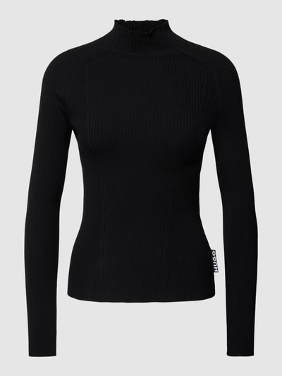 HUGO Strickpullover mit Stehkragen Modell 'Soteller' Black 1