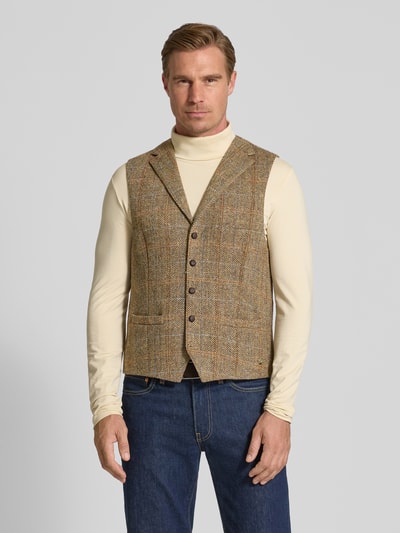 Carl Gross Harris Tweed gilet van scheerwol, model 'Warner' Lichtbruin - 4
