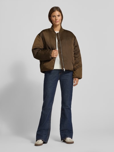 Tommy Hilfiger Regular fit bomberjack met tunnelkoord bij de rompzoom Middenbruin - 1