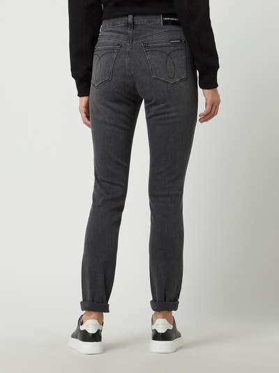 Calvin Klein Jeans Jeansy z wysokim stanem o kroju skinny fit z dodatkiem streczu  Ciemnoszary melanż 5