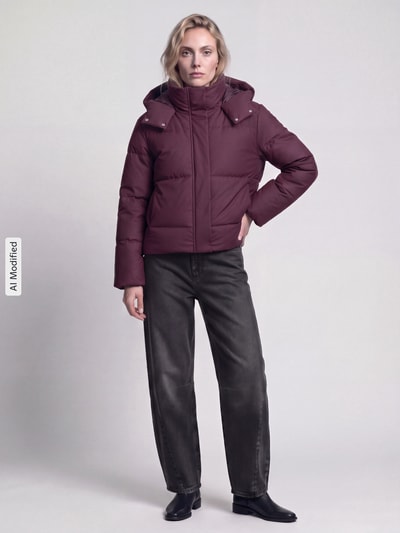 VERO MODA Steppjacke mit abnehmbarer Kapuze Dunkelrot 1