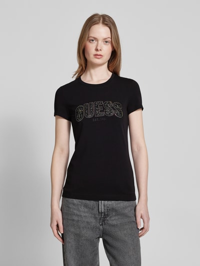 Guess T-Shirt mit Label-Stitching BLACK 4