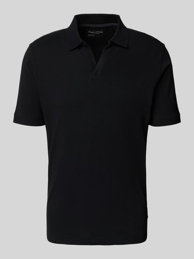 Marc O'Polo regular fit poloshirt van mix van katoen en linnen Zwart - 2