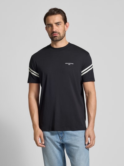 ARMANI EXCHANGE T-shirt met labelstitching en ronde hals Marineblauw - 4