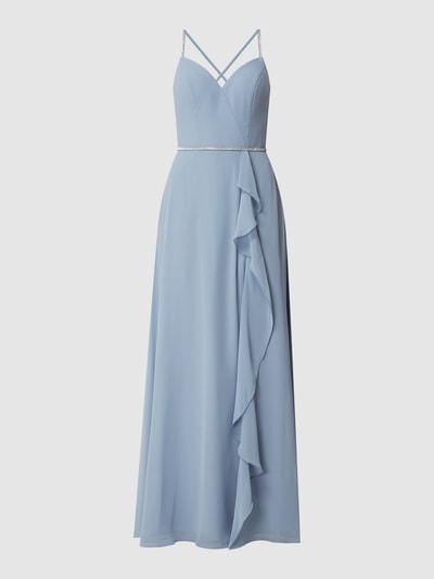 Luxuar Abendkleid aus Chiffon mit Kettchendetail Hellblau 2