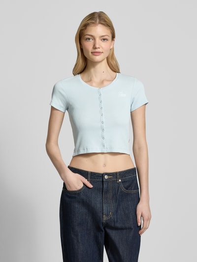 Guess Jeans T-Shirt mit Druckknopfleiste Hellblau 4