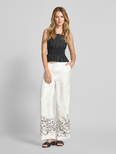 Herzensangelegenheit Flared Cut Hose aus Seide mit elastischem Bund Offwhite 1