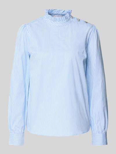 Rich & Royal Regular Fit Bluse aus Baumwoll-Mix mit Stehkragen Hellblau 2