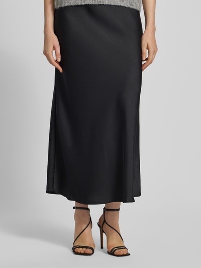 Neo Noir Midirok van satijn met elastische band, model 'URA' Zwart - 4