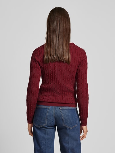 Gant Strickpullover mit Label-Stitching Bordeaux 5