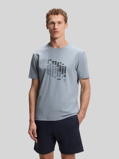 BOSS Green Relaxed Fit T-Shirt aus Baumwoll-Mix Modell 'TS_NETWORK FLAG' Rauchblau 4