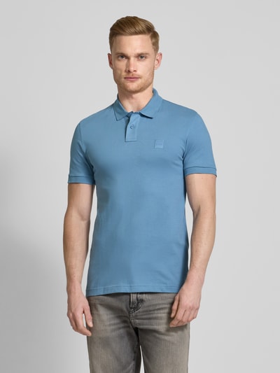 BOSS Orange Poloshirt met labeldetail, model 'Passenger' Bleu - 4