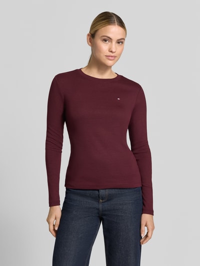 Tommy Hilfiger Slim Fit Langarmshirt aus reiner Baumwolle Dunkelrot 4