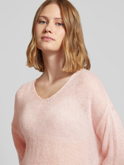 Fransa Gebreide pullover met V-hals, model 'sissel' Lichtroze gemêleerd - 3