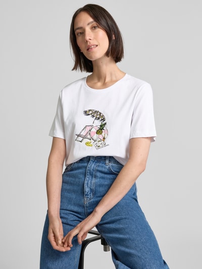 Marc Cain T-shirt z nadrukowanym motywem Biały 3